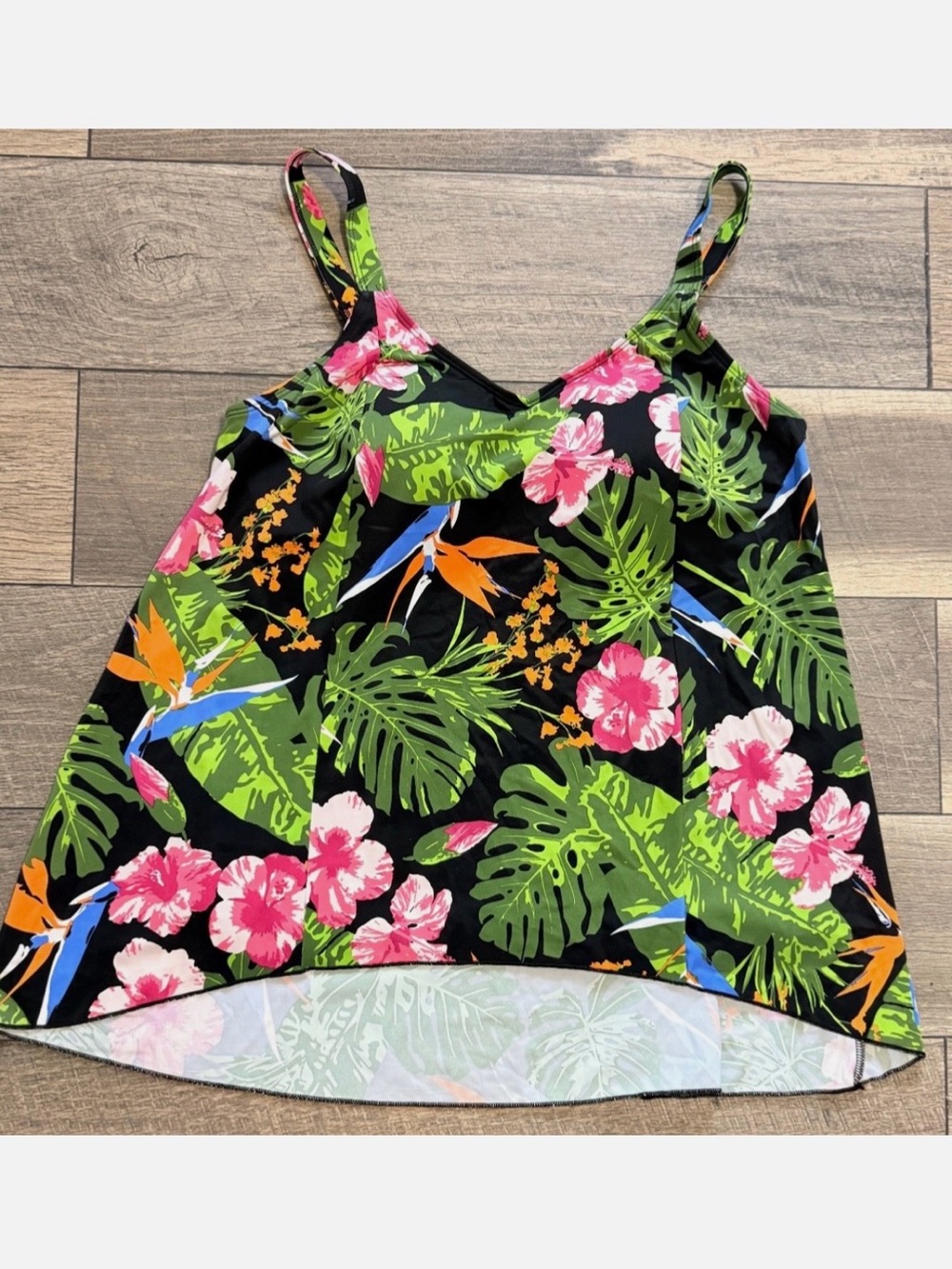Denim & Co Bathing Suit *TOP ONLY* Green Floral - 12